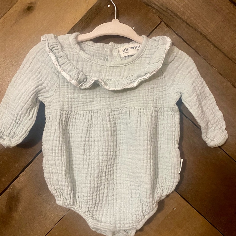 ORGANIC RABBIT & BEAR ULTRA SOFT RUFFLED NECK LINE ROMPER